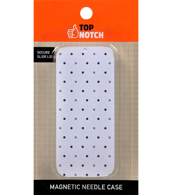 White Polka Dot Magnetic Needle Case by Top Notch