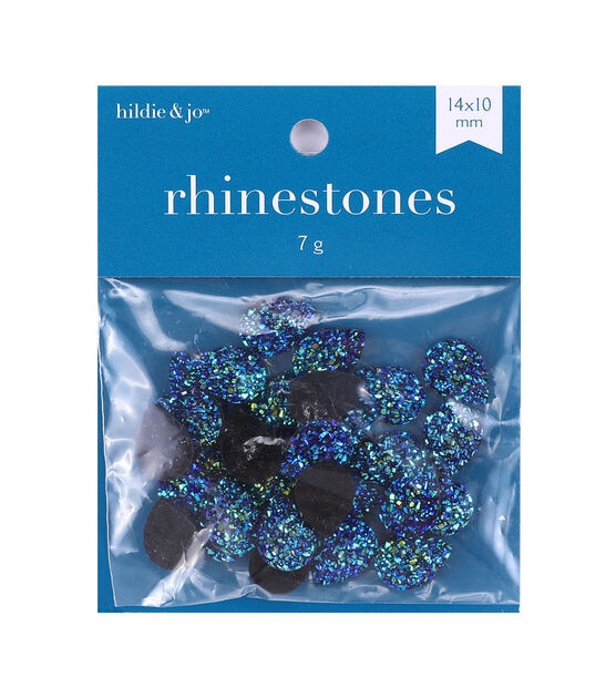 36pk Blue Assorted Plastic Flat Back Rhinestones by hildie & jo
