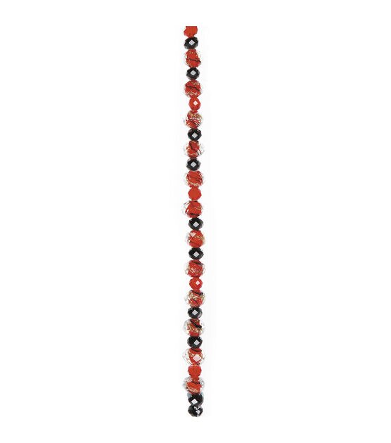 7" Red & Black Faceted Rondelle Glass Strung Beads by hildie & jo