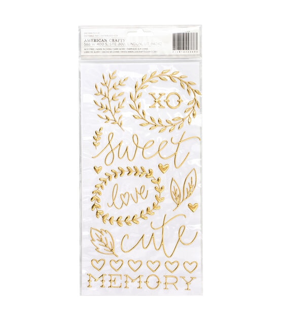 American Crafts Thicker Stickers Puffy Gold, , hi-res, image 2
