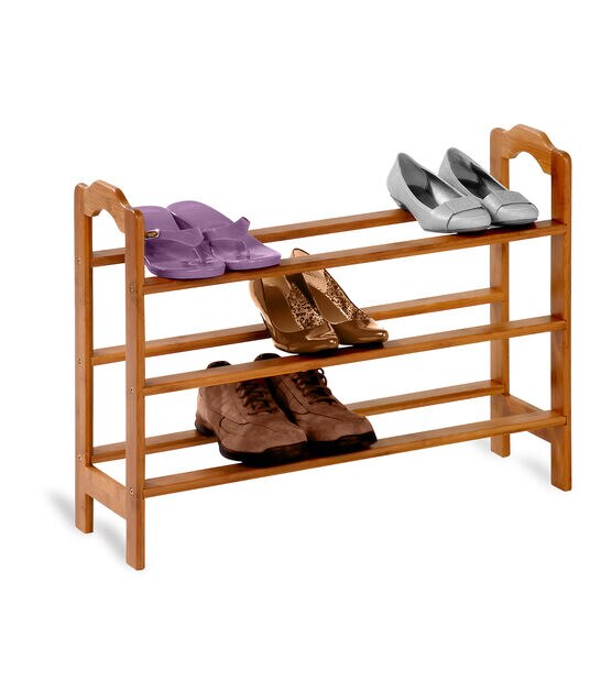 Honey Can Do 9" x 21" Natural 3 Tier Bamboo Shoe Rack, , hi-res, image 3