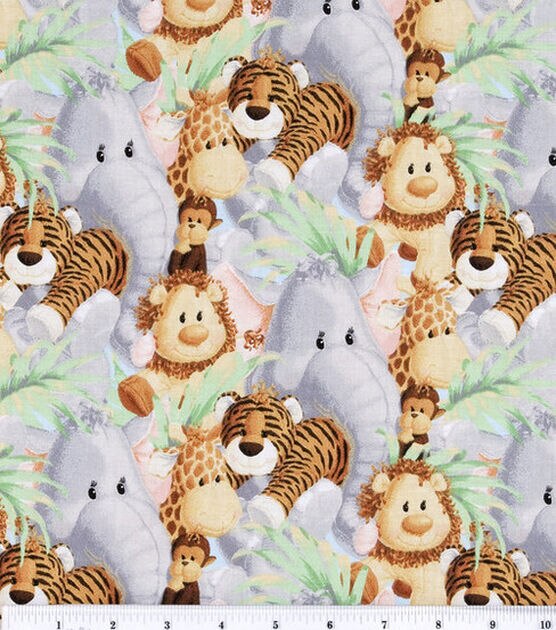 Cotton Fabric - Childrens Fabric - Lullaby Tossed Baby Animals