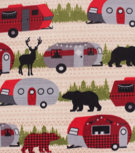 Retro Camper Wilderness Anti Pill Fleece Fabric, , hi-res, image 2