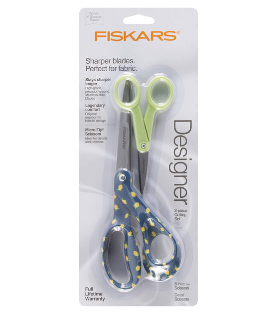 Fiskars 8" Bent and 5" Micro Scissors Lemons