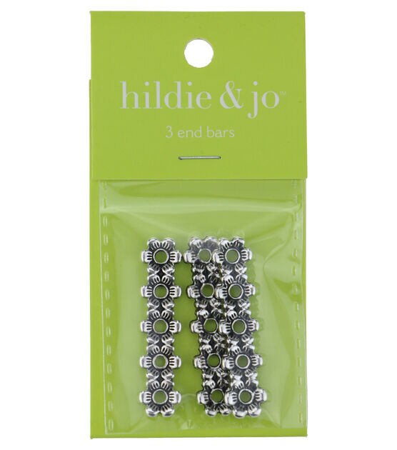 3pk Antique Silver Flower End Bars by hildie & jo