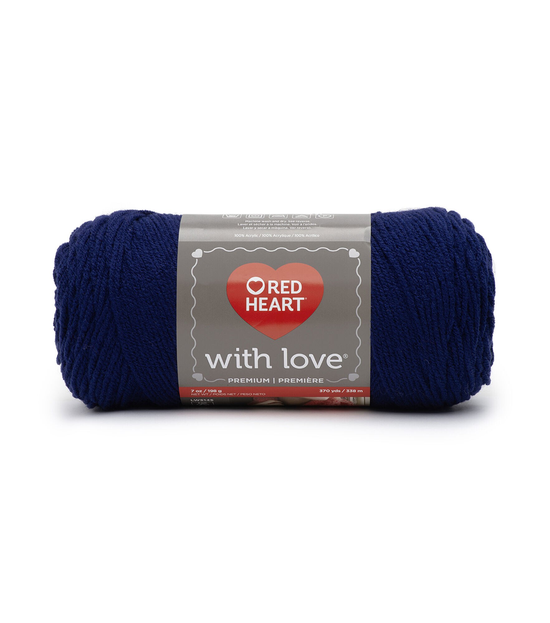 Red Heart With Love 370yds Worsted Acrylic Yarn, Navy, hi-res