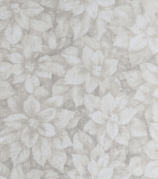Gray Tonal Poinsettias Christmas Cotton Fabric