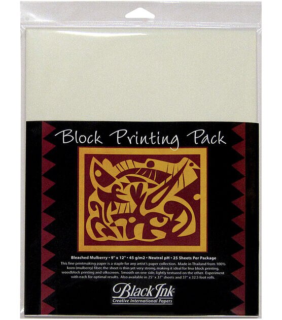 Black Ink Block Printing Paper Pack, , hi-res, image 1