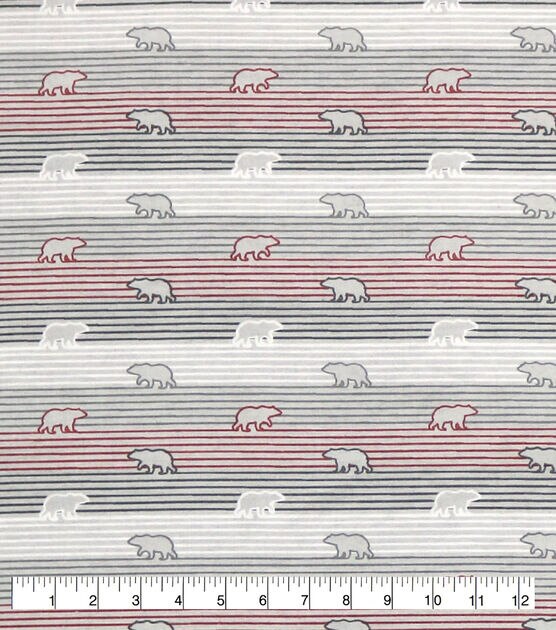 Bear Silhouttes On Stripes Super Snuggle Flannel Fabric