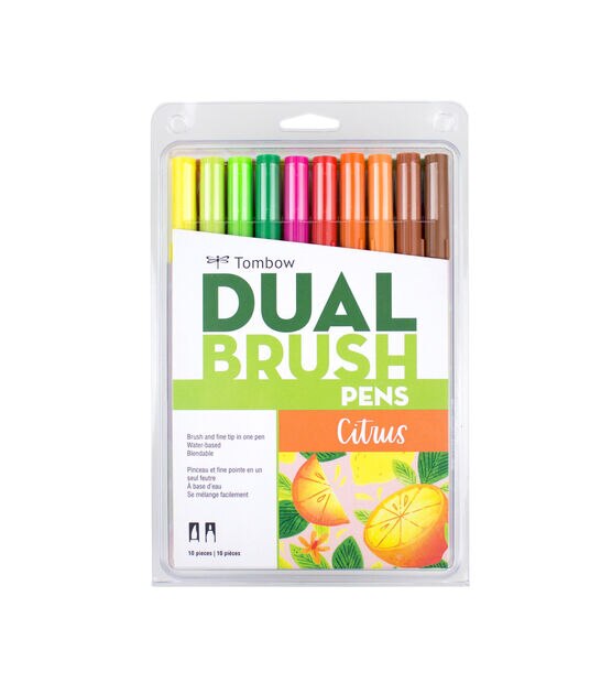 Tombow Dual Brush Pen Set, 10-Colors, Citrus