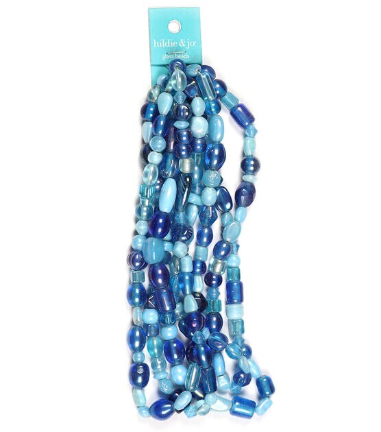 14" Blue Multi Strand Glass Beads by hildie & jo