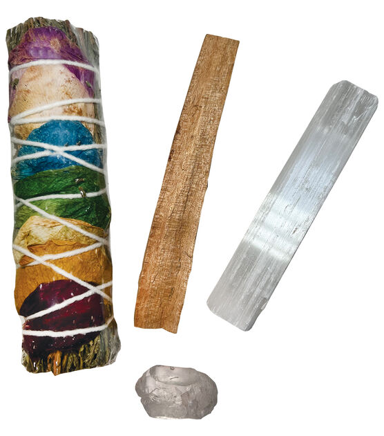 Amethyst & Polished Quartz Stone Energy Cleansing Smudge & Chakra Kit, , hi-res, image 3