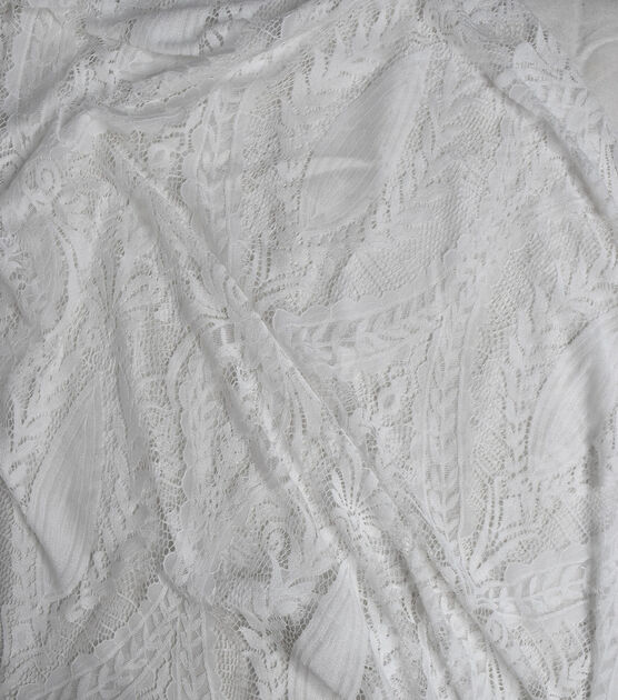 White Bridal Large Scale Boho Lace Fabric, , hi-res, image 5