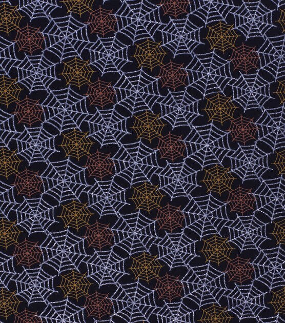 Halloween Spider Webs Glitter Halloween Cotton Fabric