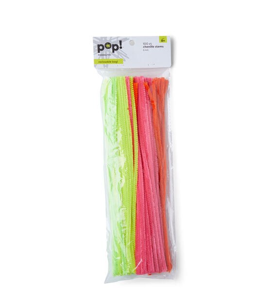 Go Create Neon Assorted Colors Fuzzy Sticks, 100-Pack