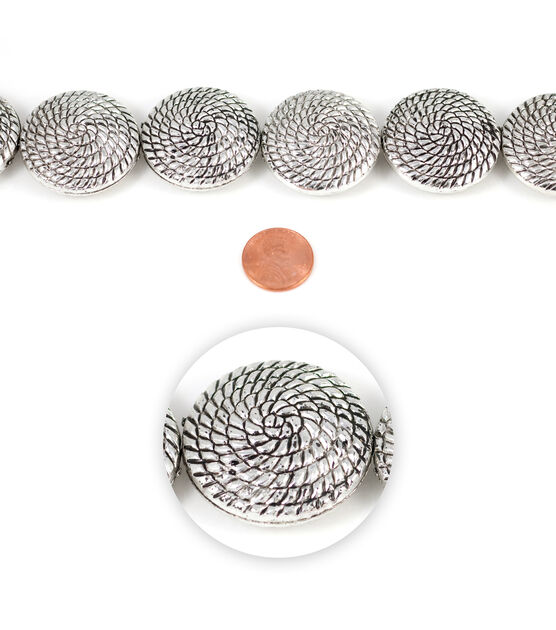 14" Silver Flat Round Plastic Rope Strung Beads by hildie & jo