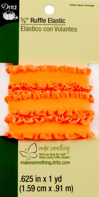 Dritz 5/8"  Ruffle Elastic Neon Orange 1 Yard