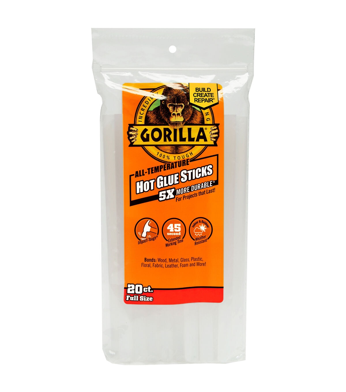 Gorilla 20 pk 8'' All Temp Hot Glue Sticks