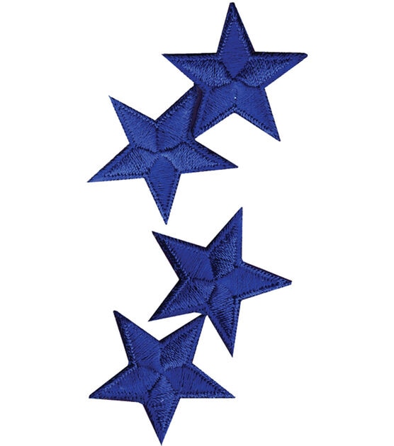 Wrights 1" Royal Blue Stars Iron On Patches 4pk