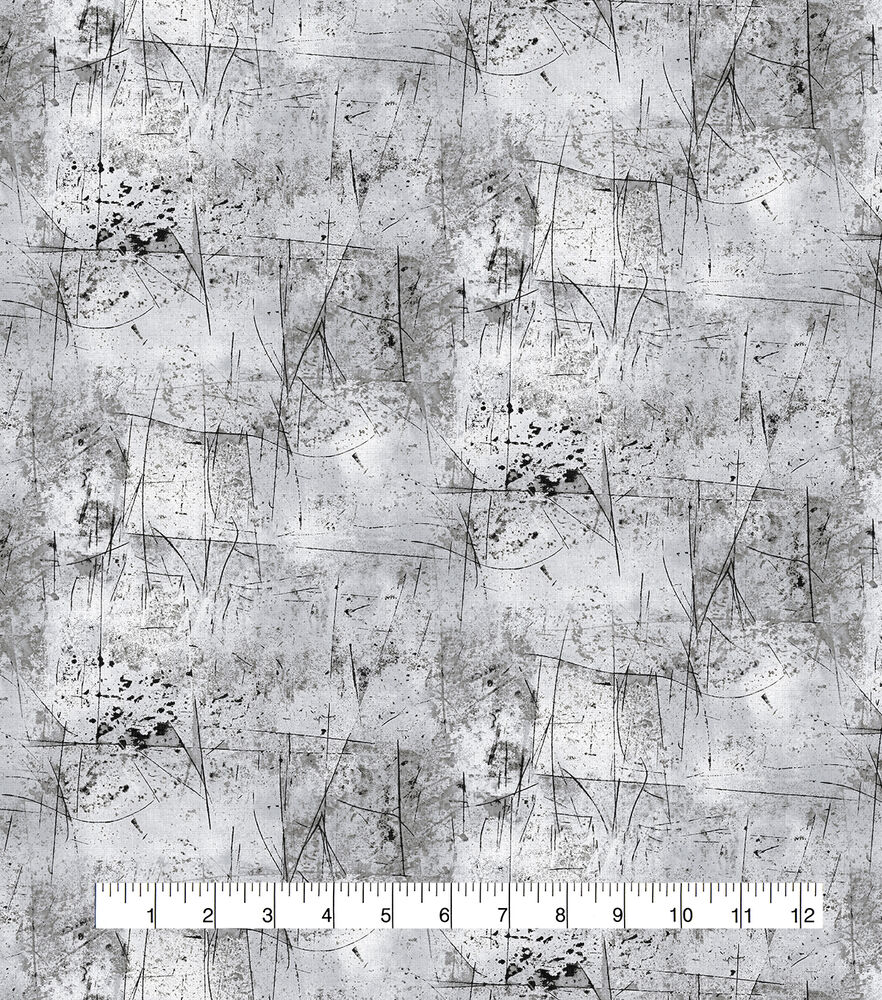Graffiti Texture Quilt Cotton Fabric by Keepsake Calico, Gray, swatch