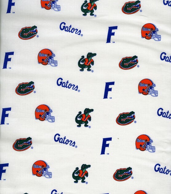 University of Florida Gators Cotton Fabric White