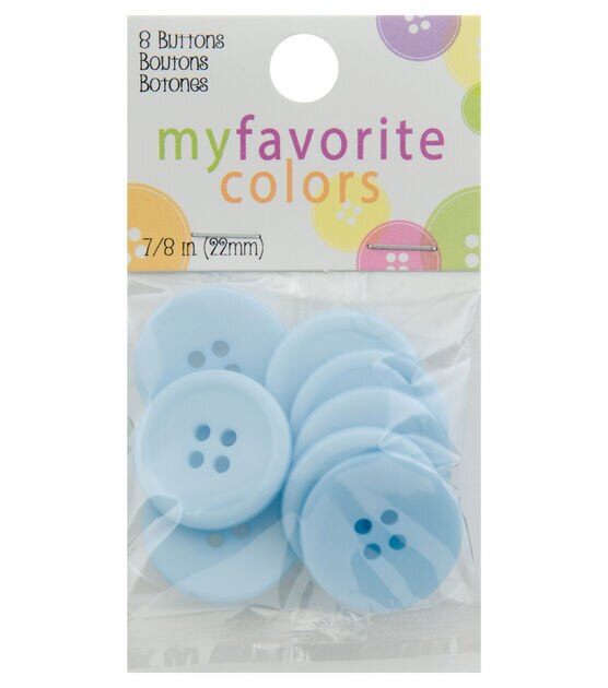 My Favorite Colors 7/8" Light Blue Round 4 Hole Buttons 8pk