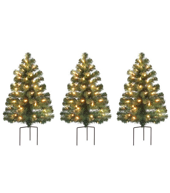 Mr. Christmas 2.5' Pre Lit Alexa Enabled Pathway Christmas Trees 3ct, , hi-res, image 6