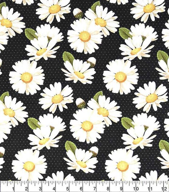 Daisies & Dots on Black Quilt Cotton Fabric by Keepsake Calico, , hi-res, image 2