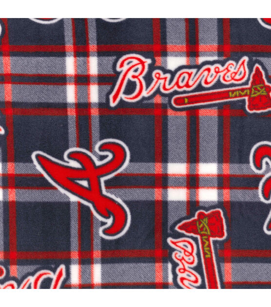 Fabric Traditions Atlanta Braves Fleece Fabric Plaid, , hi-res, image 2