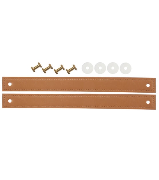 Faux Leather Handle Set, 2 Count, Ocher Brown, , hi-res, image 4