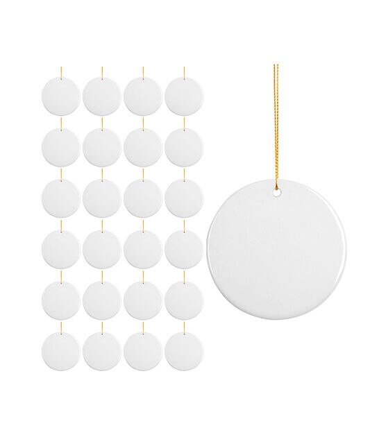 Craft Express 3” White Circle Ceramic Ornament 25pk
