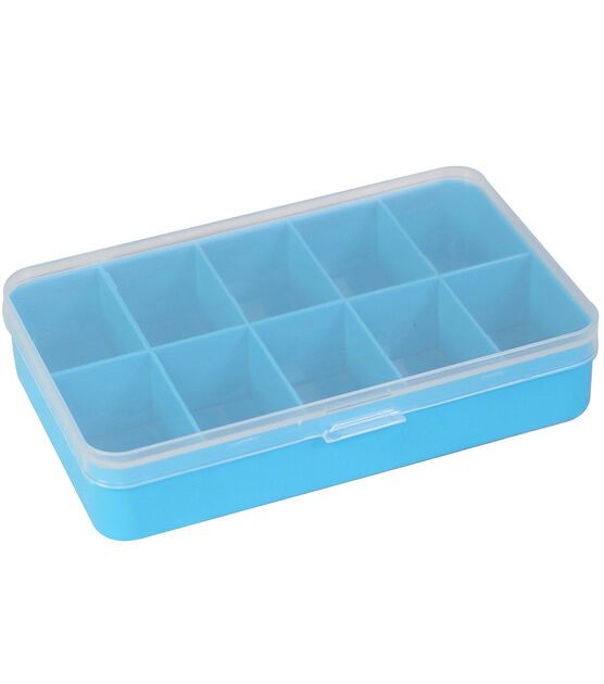 Everything Mary 6" Blue 10 Compartment Plastic Storage Box With Lid
