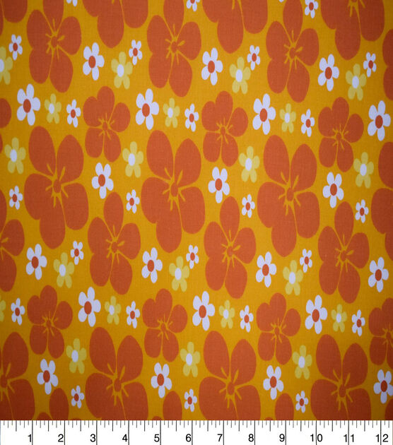 Orange & White Floral Quilt Cotton Fabric by Quilter's Showcase