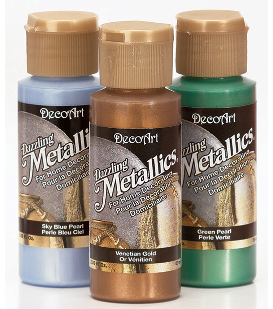 DecoArt Dazzling Metallics 2 fl. oz Acrylic Paint, Ice Blue, swatch