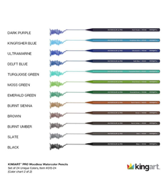 KINGART PRO Woodless Watercolor Pencils Set of 24, , hi-res, image 8