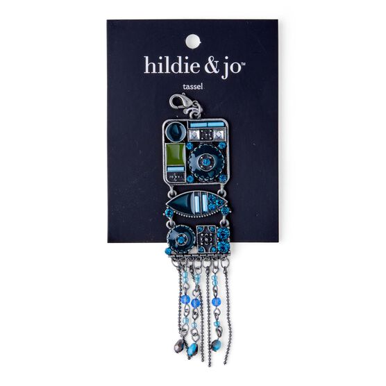 Antique Silver & Blue Tassel With Lobster Clasp by hildie & jo