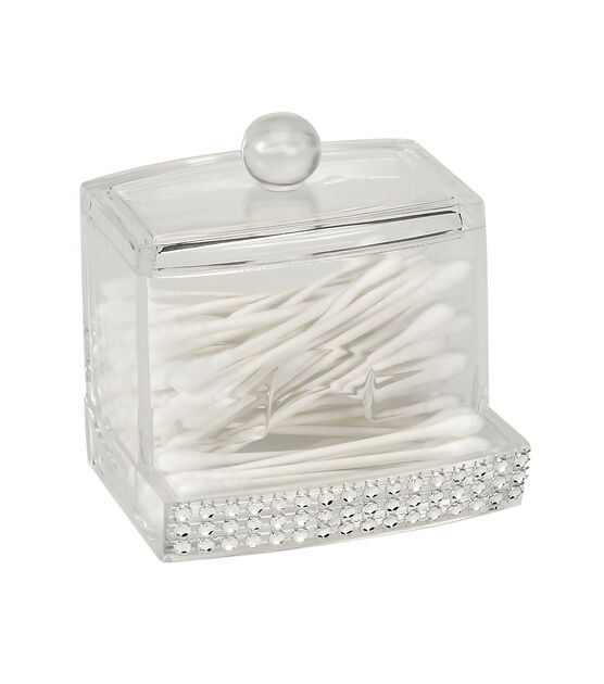 Laura Ashley 4" Q Tip Box With Pave Diamond Design, , hi-res, image 3