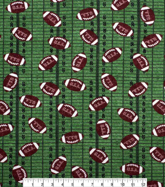 Footballs on Field Super Snuggle Flannel Fabric, , hi-res, image 2