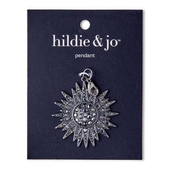 2" Antique Silver Sunburst Pendant With Gray Stones by hildie & jo