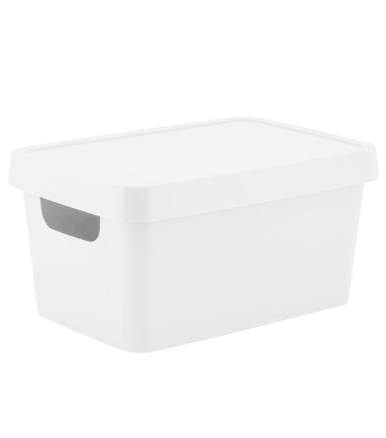 Simplify 10" White Vinto Storage Box With Lid