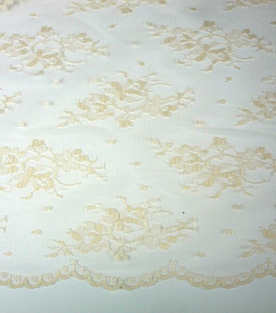 Solid Chantilly Lace Fabric by Casa Collection, Eggnog, swatch