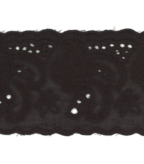 Simplicity 2.5" Trim Black Floral Eyelet