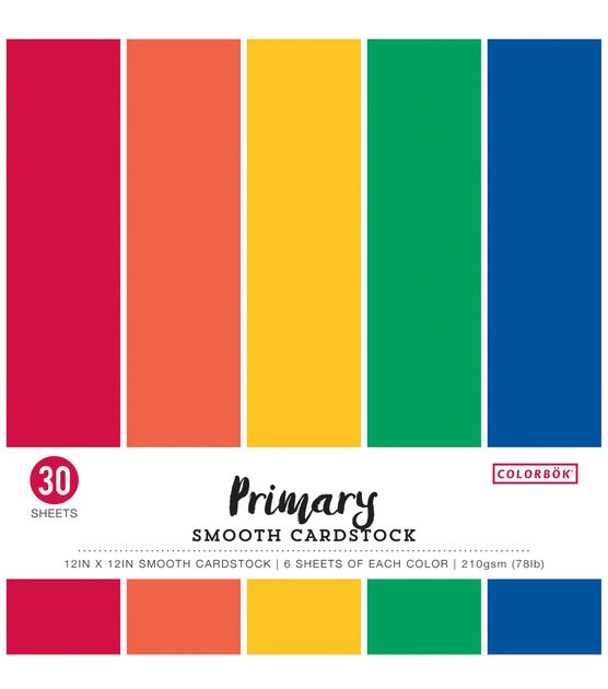 Colorbok 78lb Smooth Cardstock 12"X12" 30pk Primary