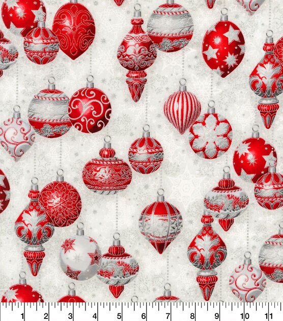 Robert Kaufman Decorative Ornaments Christmas Metallic Cotton Fabric, , hi-res, image 2