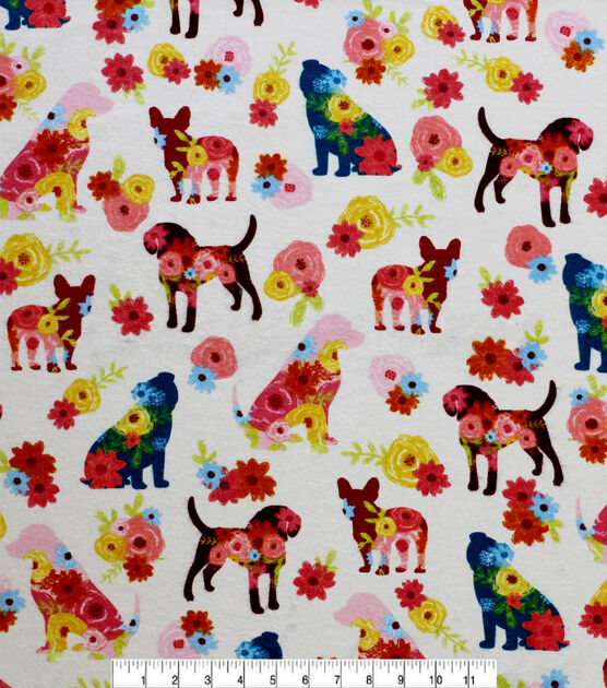 Floral Dogs Super Snuggle Flannel Fabric, , hi-res, image 2