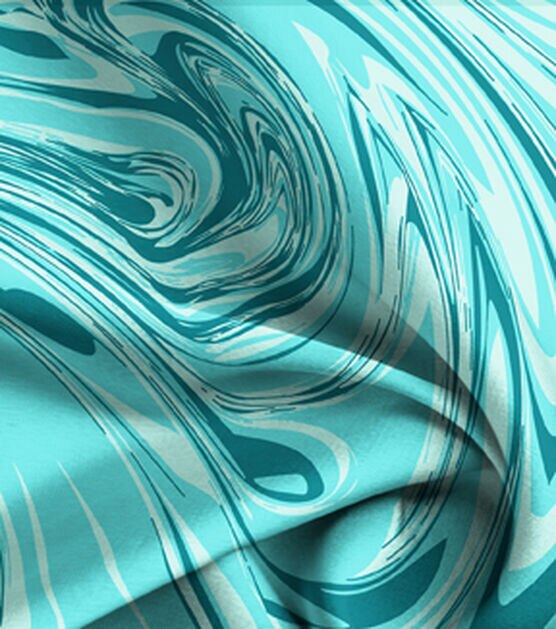 Blue Abstract Swirl Jersey Knit Fabric