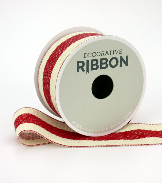 Save the Date Decorative Ribbon 1.5''x12' Red Stripe on Ivory