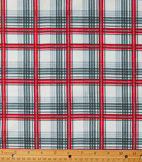 Eddie Bauer Gray & Red Plaid Flannel Prints Fabric, , hi-res, image 2