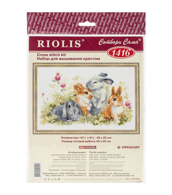 RIOLIS 16" x 10" Funny Rabbits Counted Cross Stitch Kit