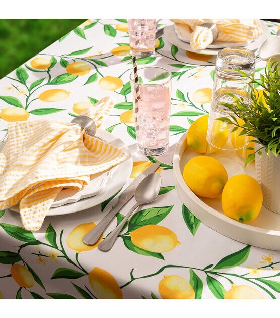 Design Imports Lemon Bliss Outdoor Tablecloth 84", , hi-res, image 4